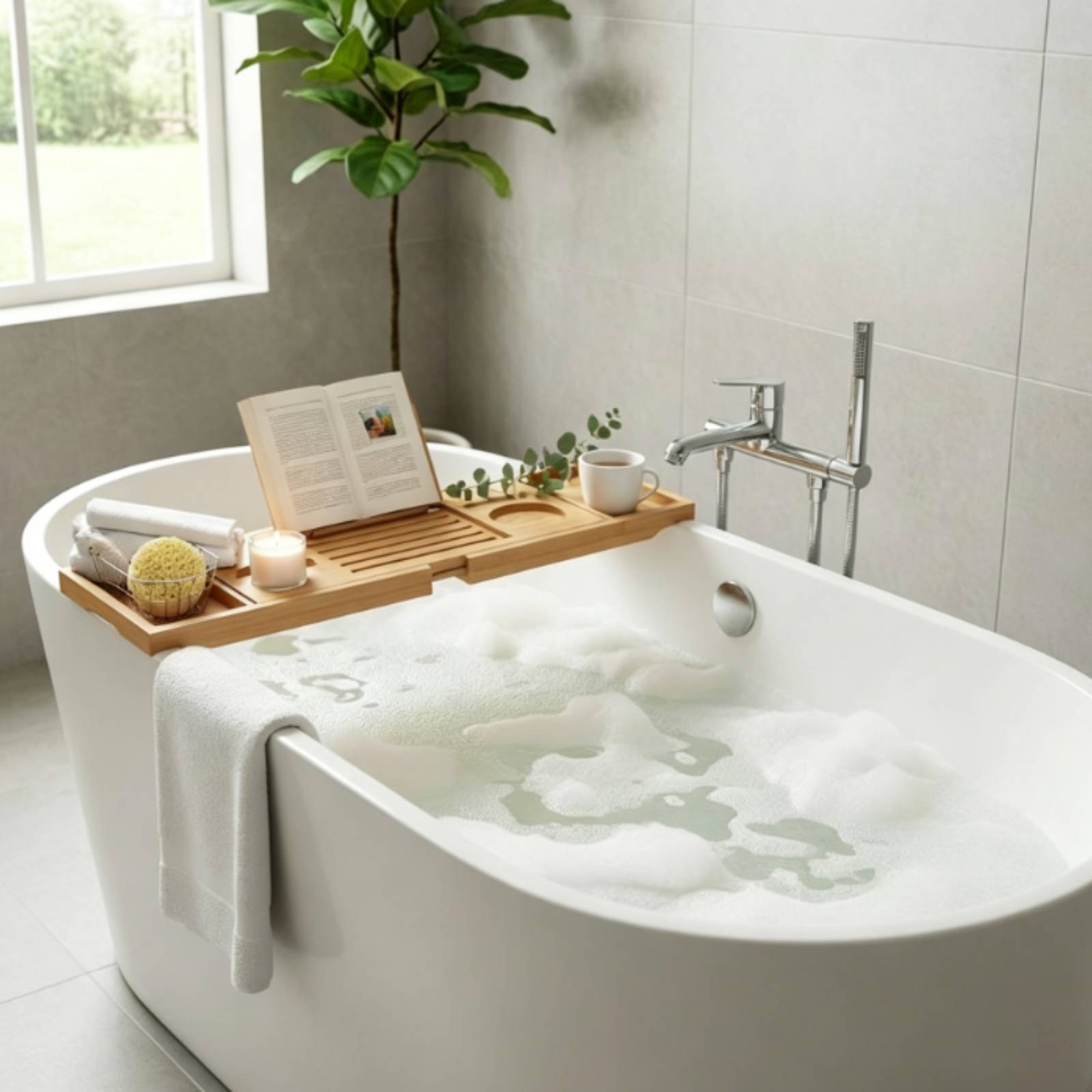 Bath Caddy Tray - Поднос для ванны с текстурой дерева,