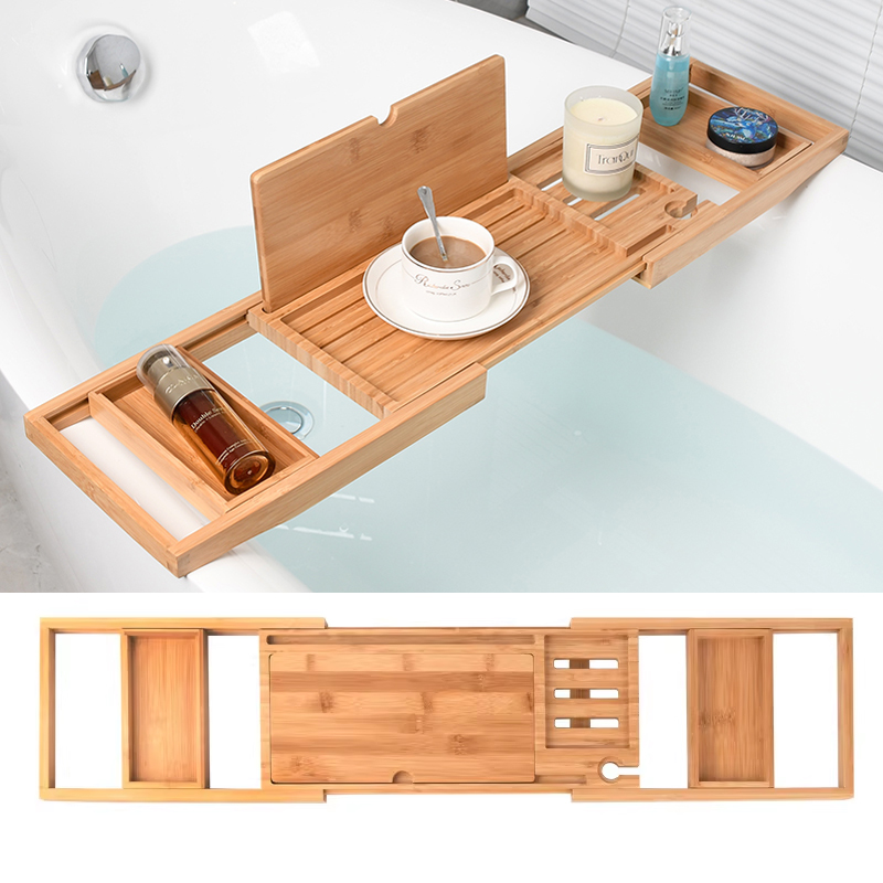 Bath Caddy Tray - Раздвижной деревянный поднос для ванны, аксессуары