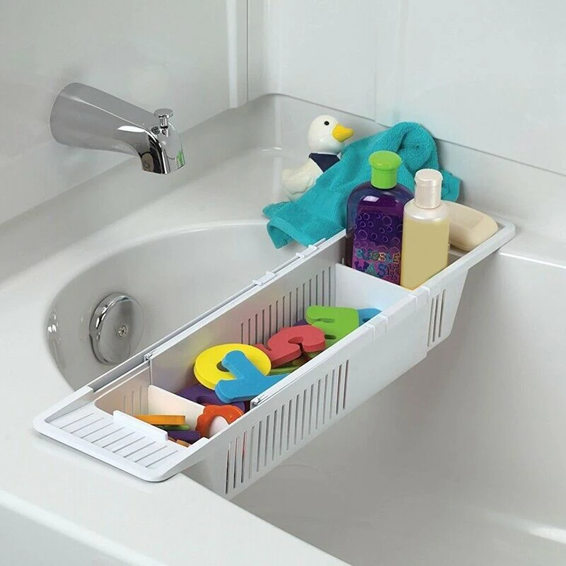 Bath Caddy Tray - Выдвижная Многофункциональная Корзина для ванны, держатель