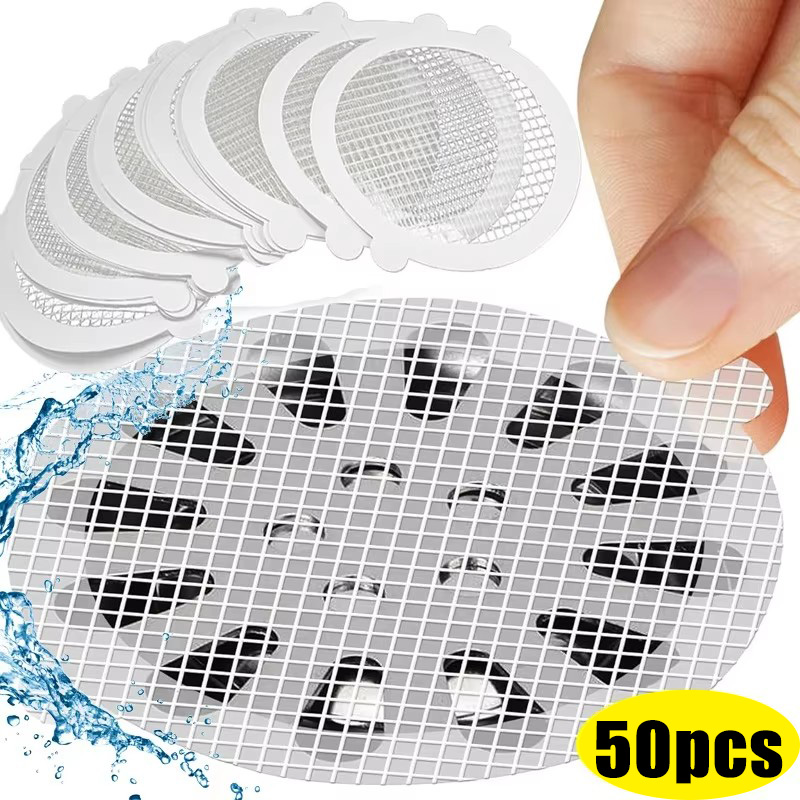 Drain Hair Catcher - 10-50 шт. одноразовых сетчатых наклеек для