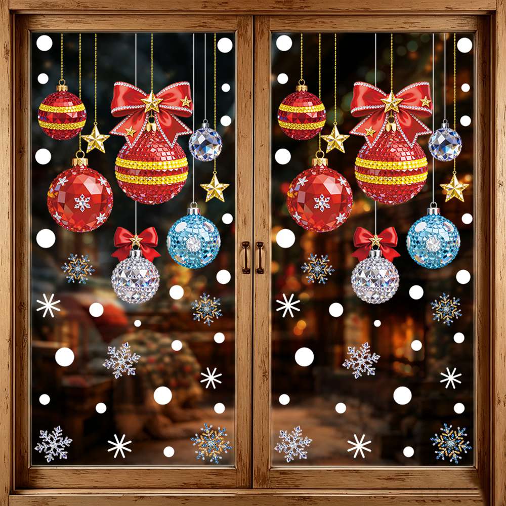 Home Bathroom Window - Наклейки на окно с рождественской елкой