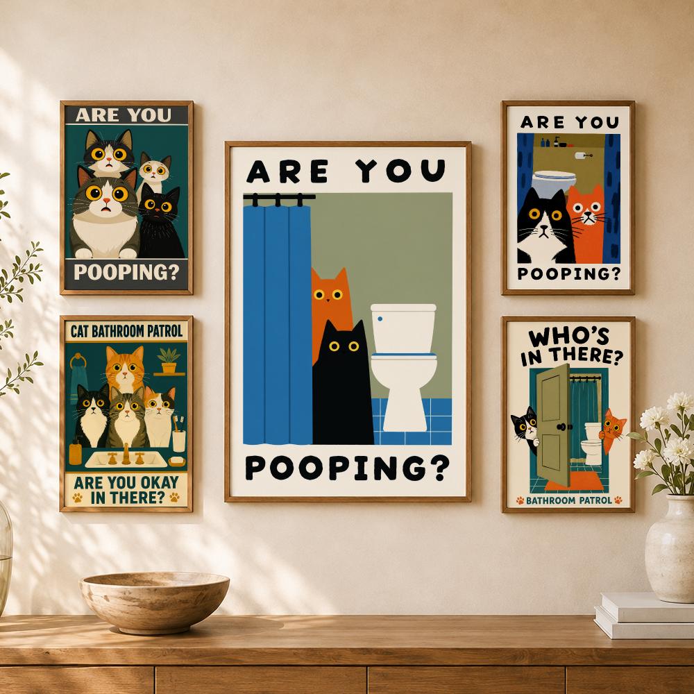 Home Bathroom Quotes - Забавный постер с котами для ванной