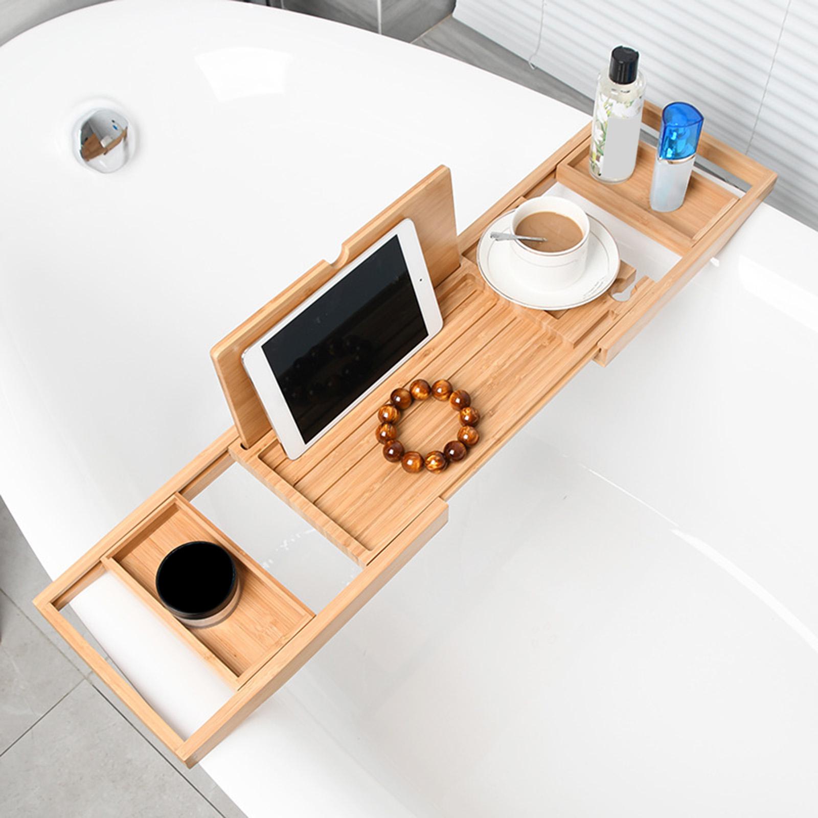 Bath Caddy Tray - Растягивающийся бамбуковый поднос-органайзер для ванной комнаты,